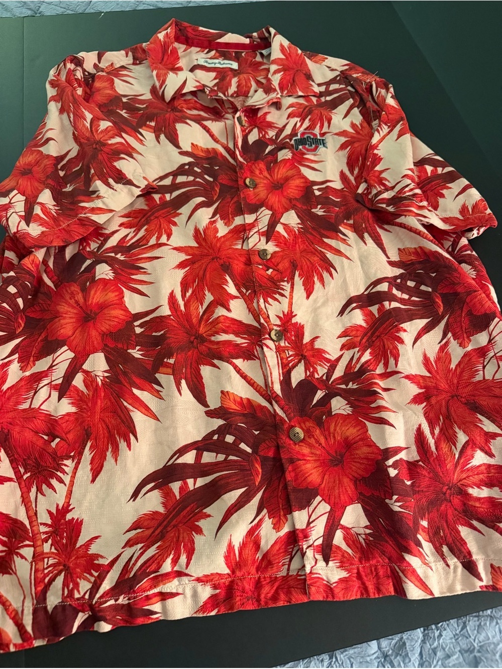 Tommy Bahama NCAA Ohio State Hawaiian Silk Shirt Men’s XL